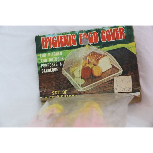 Vintage 4 Hygienic Food Covers Pink Yellow 1970's Kitchen Outdoor Purposes - Picture 6 of 10